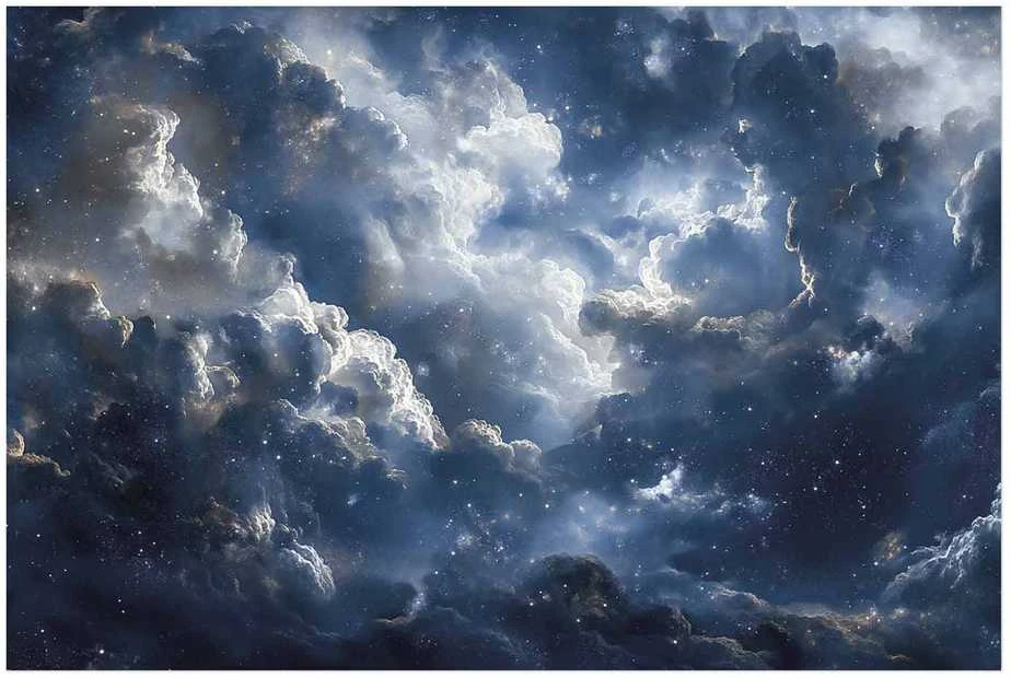 Artgeist Plakatas - Astronomical Wonders: Clouds and Stars in Harmonious Union