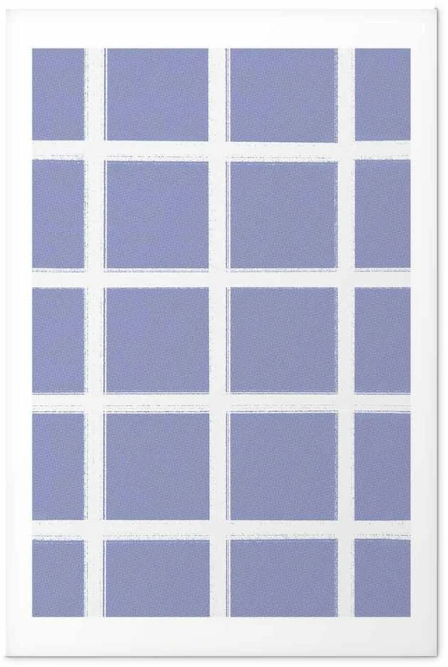Artgeist Plakatas - Baltas Lines - a grid with large gaps on a mėlynas background
