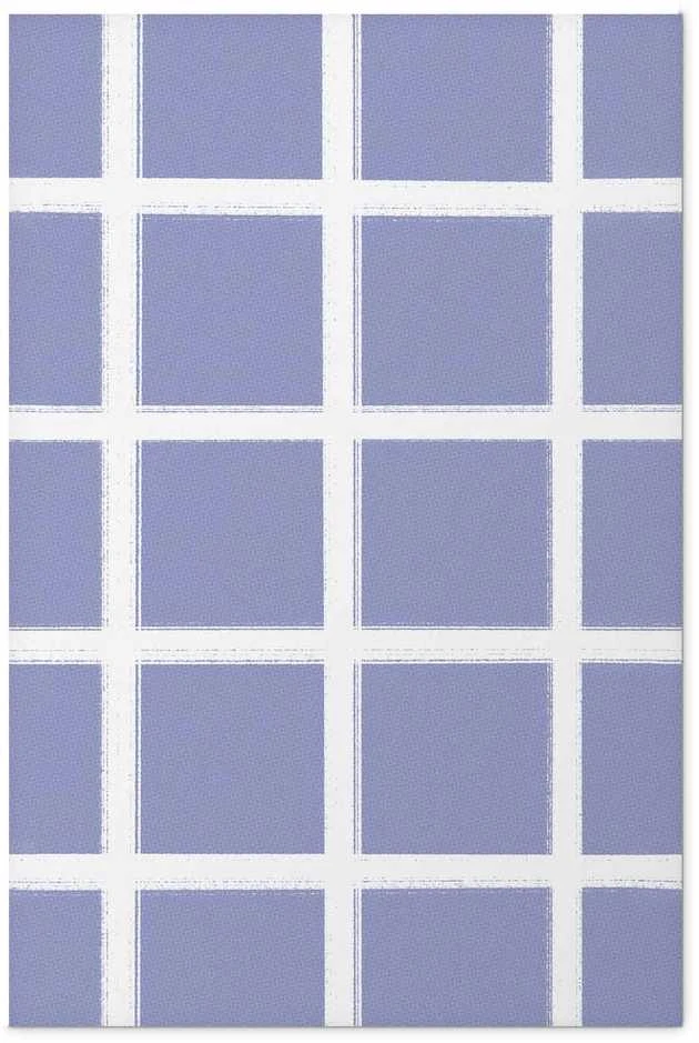 Artgeist Plakatas - Baltas Lines - a grid with large gaps on a mėlynas background