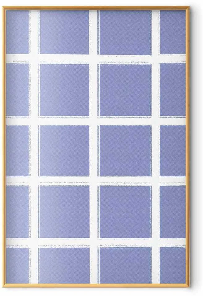 Artgeist Plakatas - Baltas Lines - a grid with large gaps on a mėlynas background
