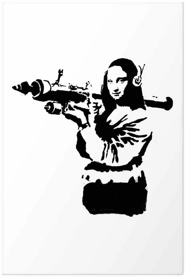 Artgeist Plakatas - Banksy Mona Lisa with Rocket Launcher