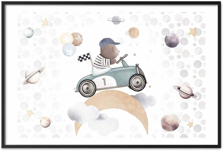 Artgeist Plakatas - Bear in a Race Car
