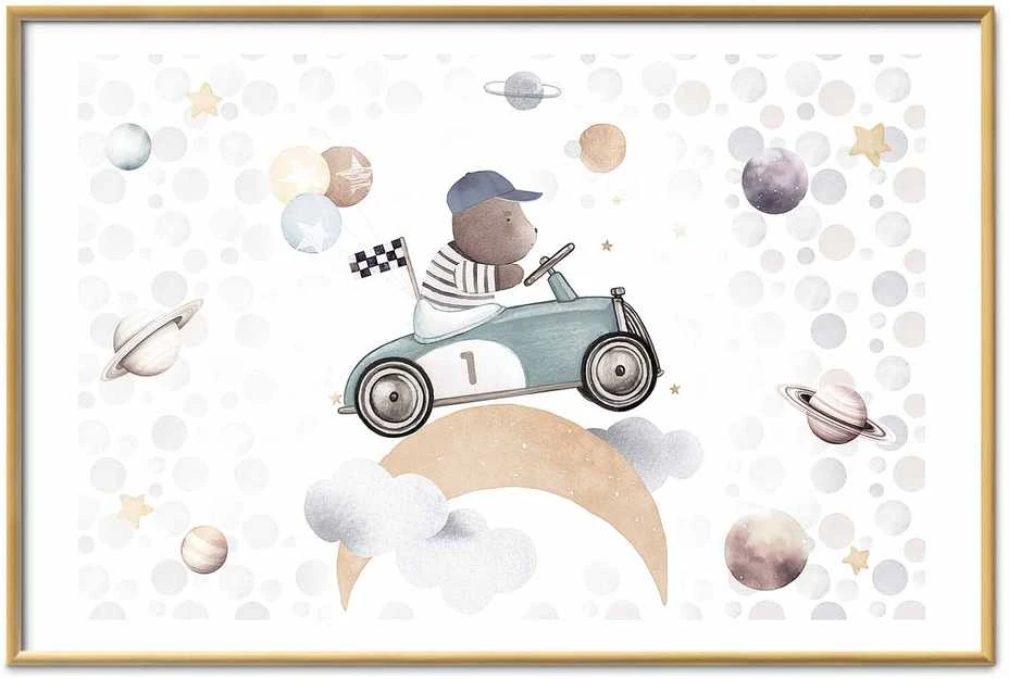 Artgeist Plakatas - Bear in a Race Car