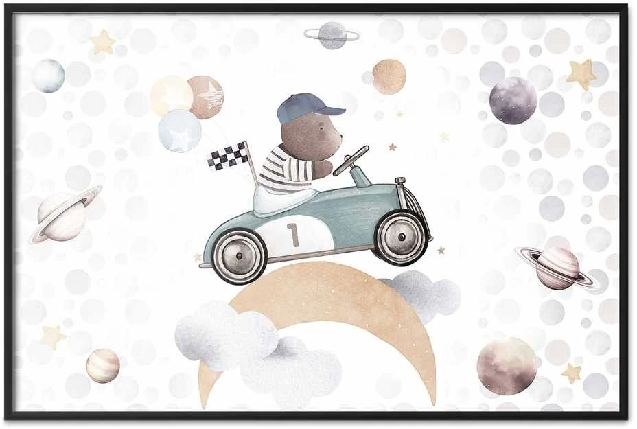 Artgeist Plakatas - Bear in a Race Car
