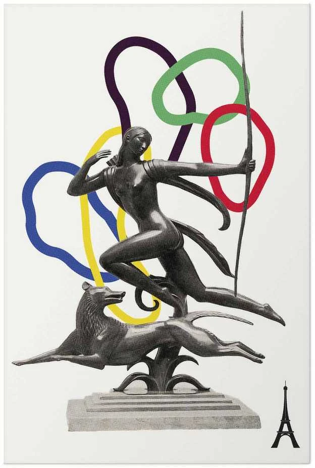 Artgeist Plakatas - Collage Graphic - Woman Shooting a Bow