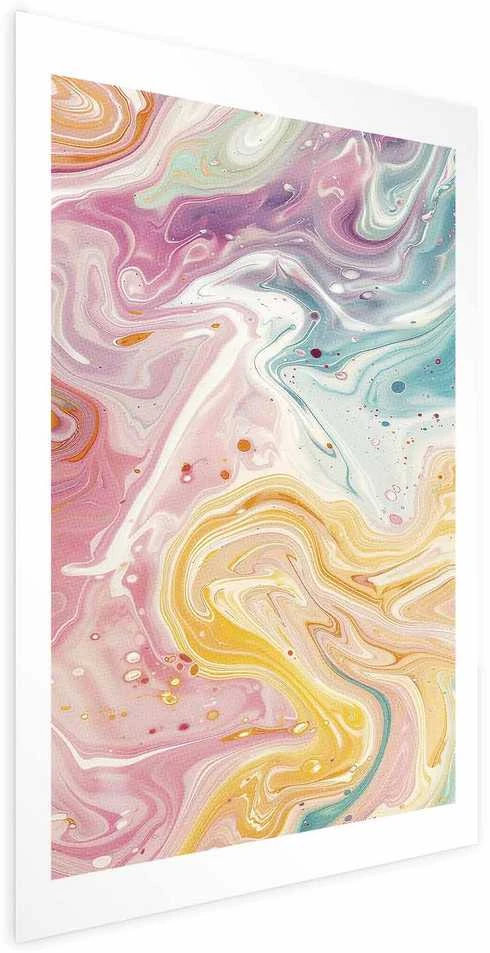 Artgeist Plakatas - Colorful Chaos - dynamic shapes in shades of pink, yellow, and mėlynas