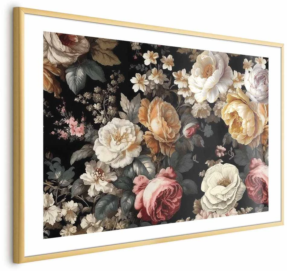 Artgeist Plakatas - Colorful Flowers on a Juodas Background