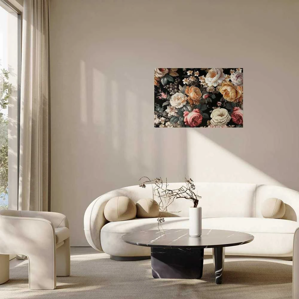 Artgeist Plakatas - Colorful Flowers on a Juodas Background