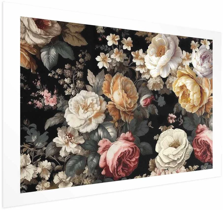 Artgeist Plakatas - Colorful Flowers on a Juodas Background