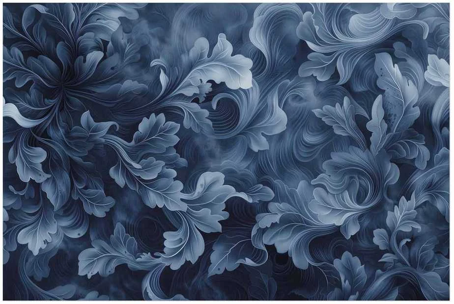 Artgeist Plakatas - Dense, Dark Mėlyna Abstract Ornaments