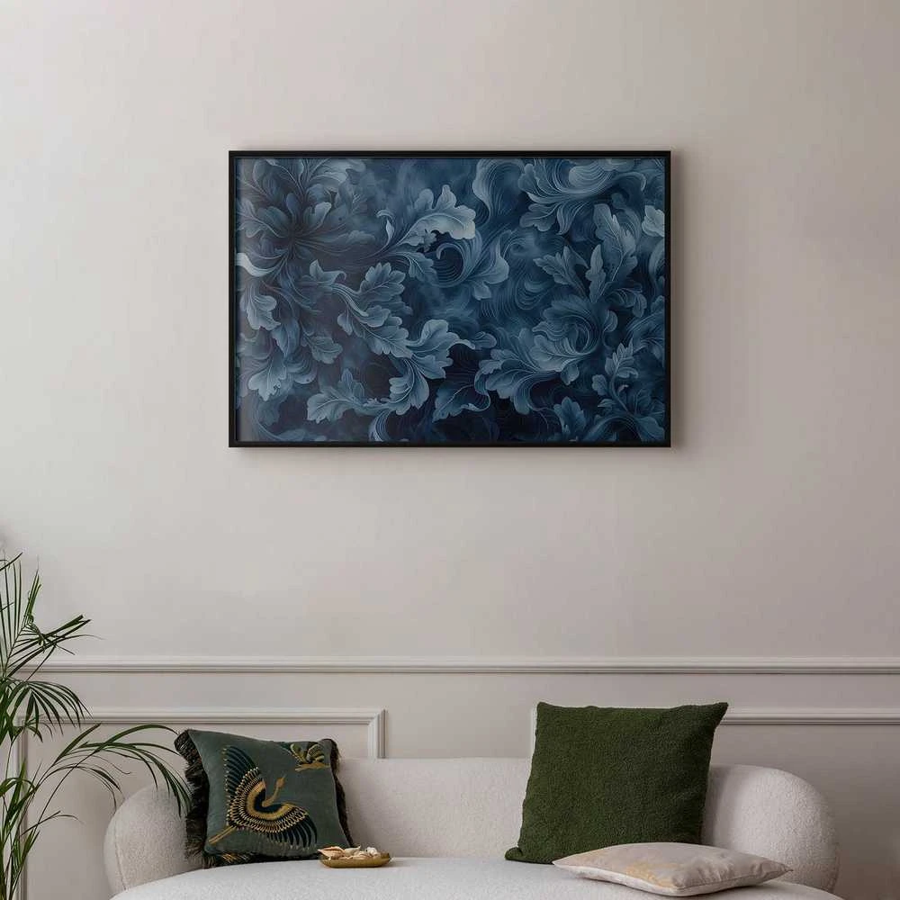 Artgeist Plakatas - Dense, Dark Mėlyna Abstract Ornaments