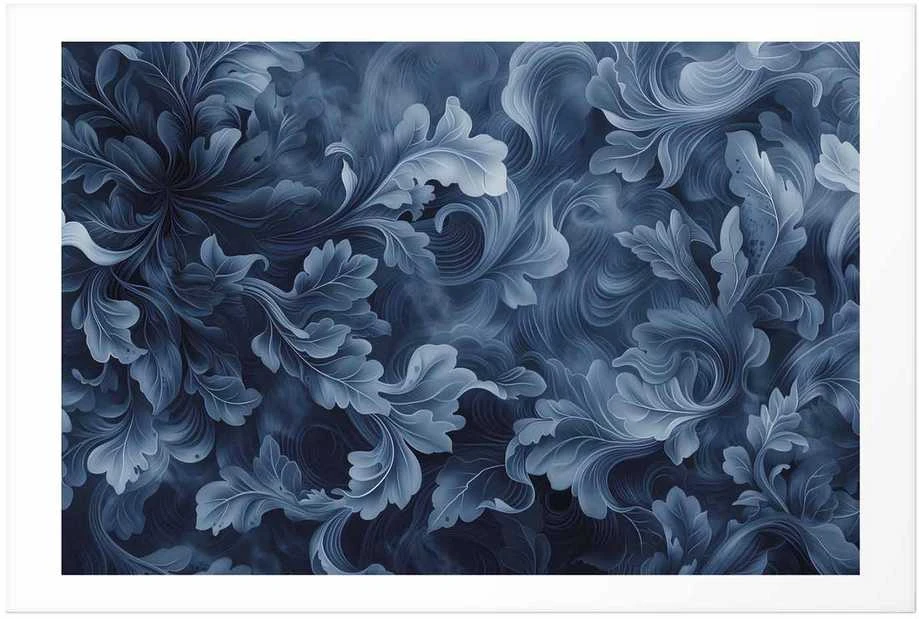 Artgeist Plakatas - Dense, Dark Mėlyna Abstract Ornaments
