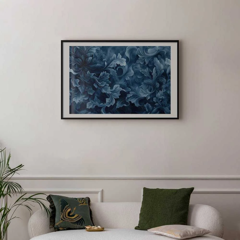Artgeist Plakatas - Dense, Dark Mėlyna Abstract Ornaments