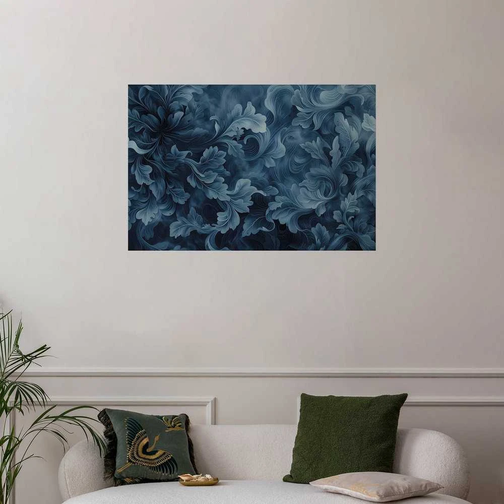 Artgeist Plakatas - Dense, Dark Mėlyna Abstract Ornaments