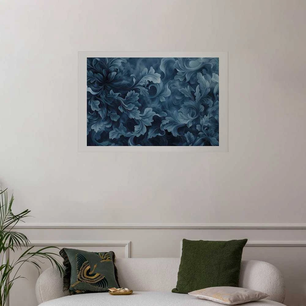 Artgeist Plakatas - Dense, Dark Mėlyna Abstract Ornaments