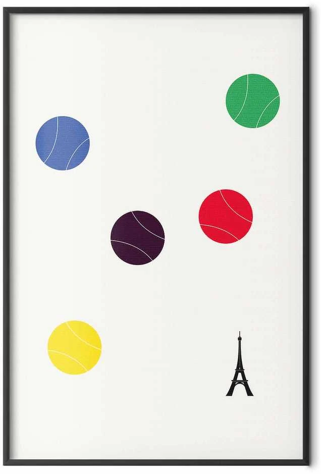 Artgeist Plakatas - Eiffel Tower and Colorful Tennis Balls