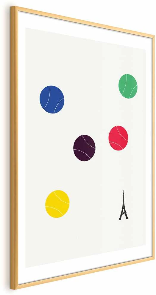 Artgeist Plakatas - Eiffel Tower and Colorful Tennis Balls