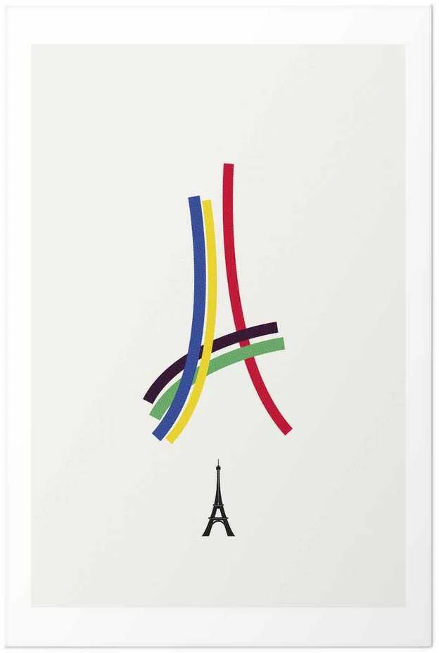 Artgeist Plakatas - Eiffel Tower - Colored Graphic - Abstraction