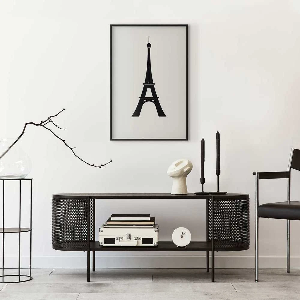 Artgeist Plakatas - Eiffel Tower Simple Juodas-and-Baltas Graphic