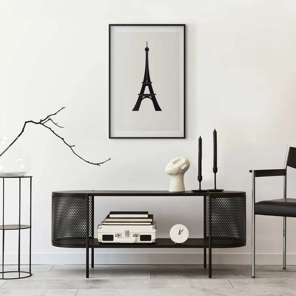 Artgeist Plakatas - Eiffel Tower Simple Juodas-and-Baltas Graphic