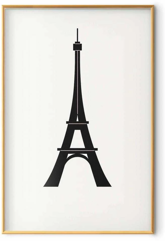 Artgeist Plakatas - Eiffel Tower Simple Juodas-and-Baltas Graphic