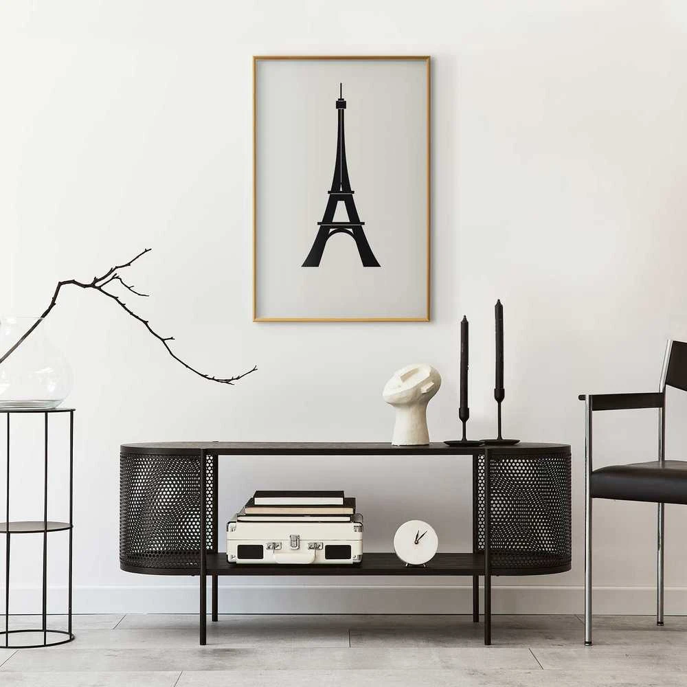 Artgeist Plakatas - Eiffel Tower Simple Juodas-and-Baltas Graphic