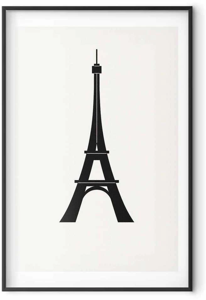 Artgeist Plakatas - Eiffel Tower Simple Juodas-and-Baltas Graphic