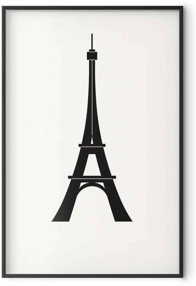 Artgeist Plakatas - Eiffel Tower Simple Juodas-and-Baltas Graphic