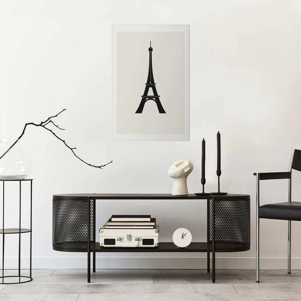 Artgeist Plakatas - Eiffel Tower Simple Juodas-and-Baltas Graphic