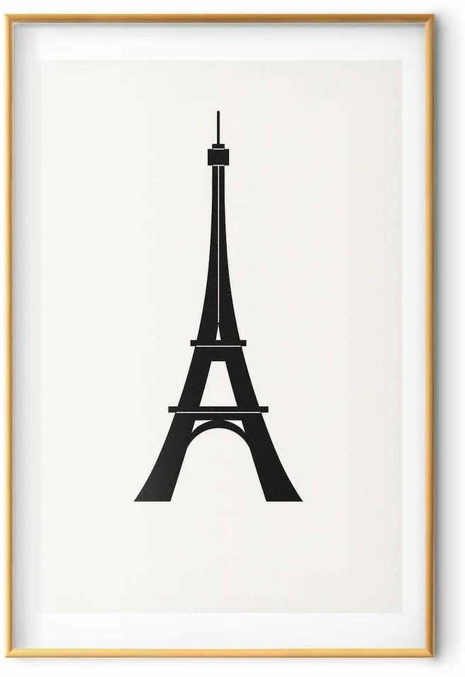 Artgeist Plakatas - Eiffel Tower Simple Juodas-and-Baltas Graphic