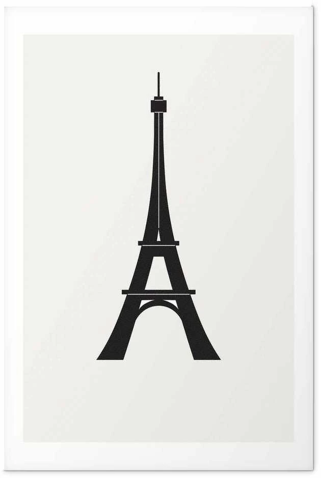 Artgeist Plakatas - Eiffel Tower Simple Juodas-and-Baltas Graphic