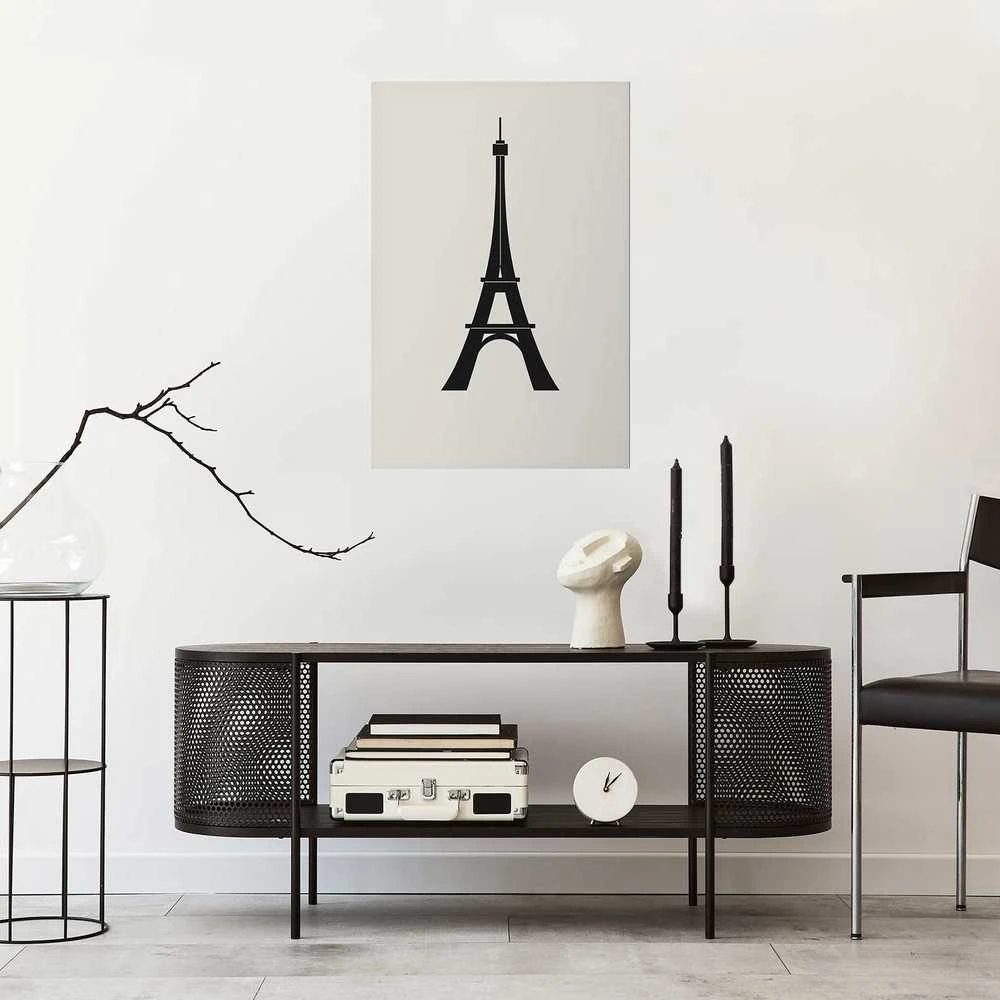 Artgeist Plakatas - Eiffel Tower Simple Juodas-and-Baltas Graphic