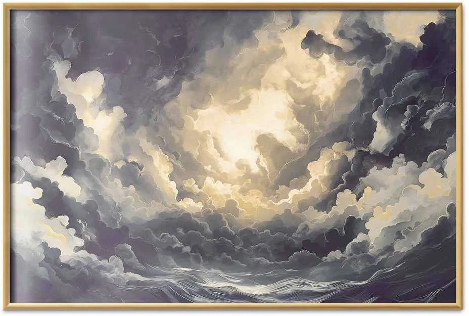 Artgeist Plakatas - Epic Play of Light: The Sun Battling for Dominance Over the Clouds