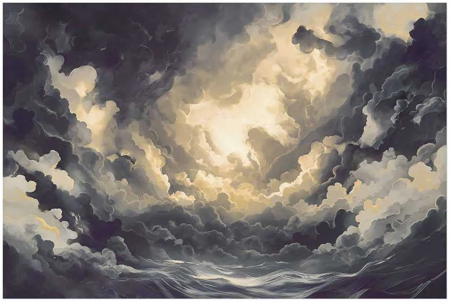 Artgeist Plakatas - Epic Play of Light: The Sun Battling for Dominance Over the Clouds