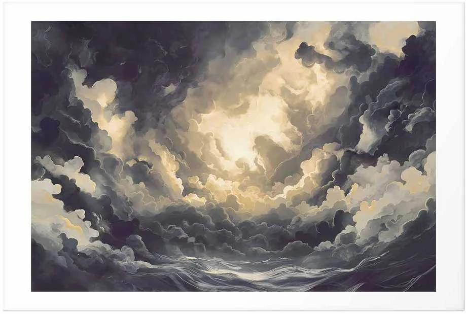 Artgeist Plakatas - Epic Play of Light: The Sun Battling for Dominance Over the Clouds