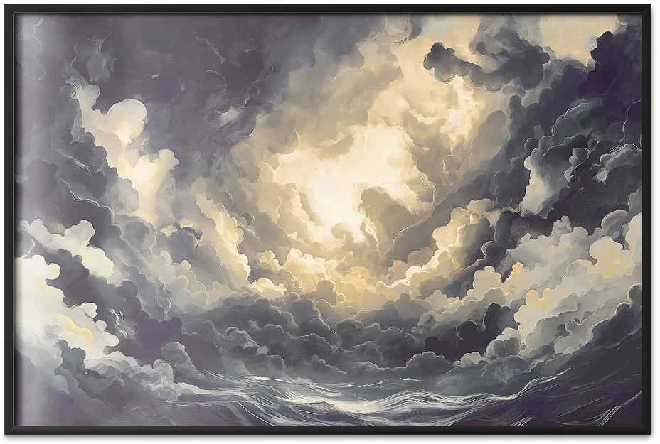 Artgeist Plakatas - Epic Play of Light: The Sun Battling for Dominance Over the Clouds