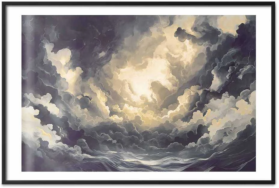 Artgeist Plakatas - Epic Play of Light: The Sun Battling for Dominance Over the Clouds