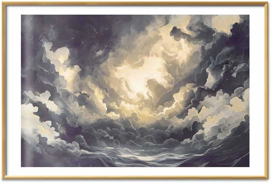 Artgeist Plakatas - Epic Play of Light: The Sun Battling for Dominance Over the Clouds