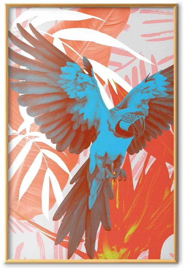 Artgeist Plakatas - Exotic Wings - parrot among abstract leaf patterns