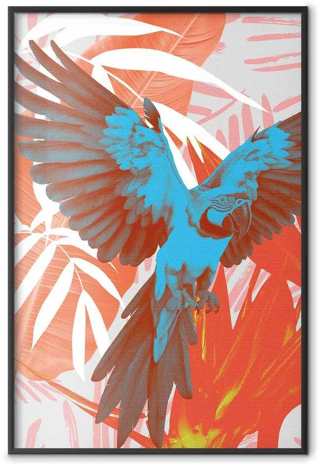 Artgeist Plakatas - Exotic Wings - parrot among abstract leaf patterns