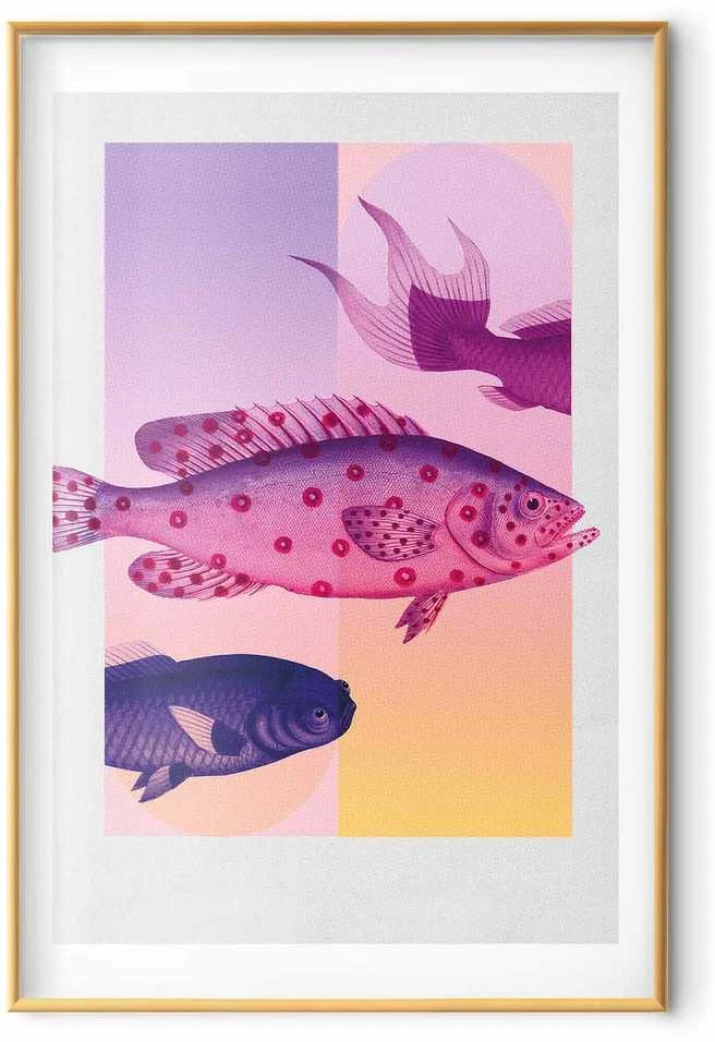 Artgeist Plakatas - Fantastic Fish - artistic illustration of fish on a colorful background
