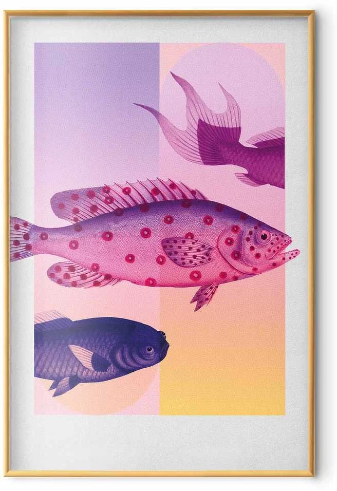 Artgeist Plakatas - Fantastic Fish - artistic illustration of fish on a colorful background