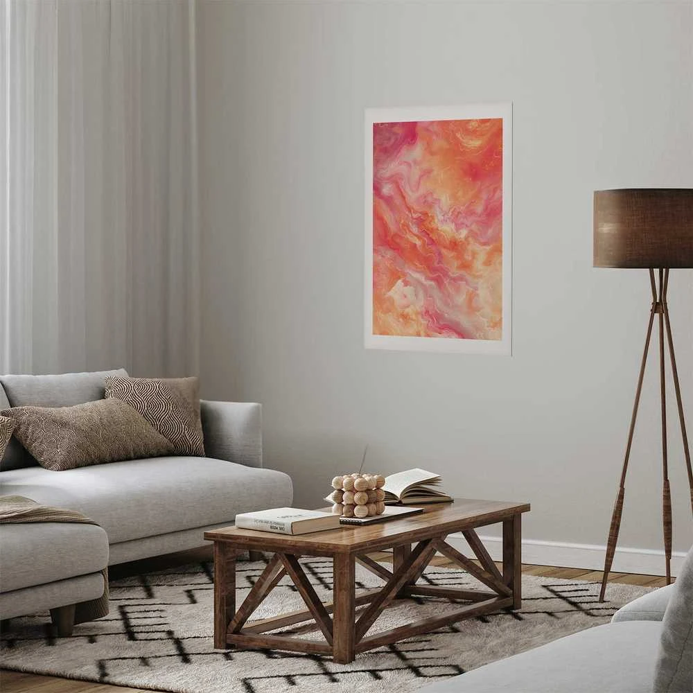 Artgeist Plakatas - Fiery Colors - dynamic shapes in fire and pink tones
