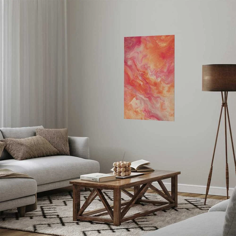 Artgeist Plakatas - Fiery Colors - dynamic shapes in fire and pink tones