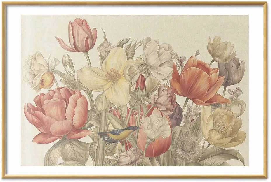 Artgeist Plakatas - Flower Bouquet on a Kreminis Background