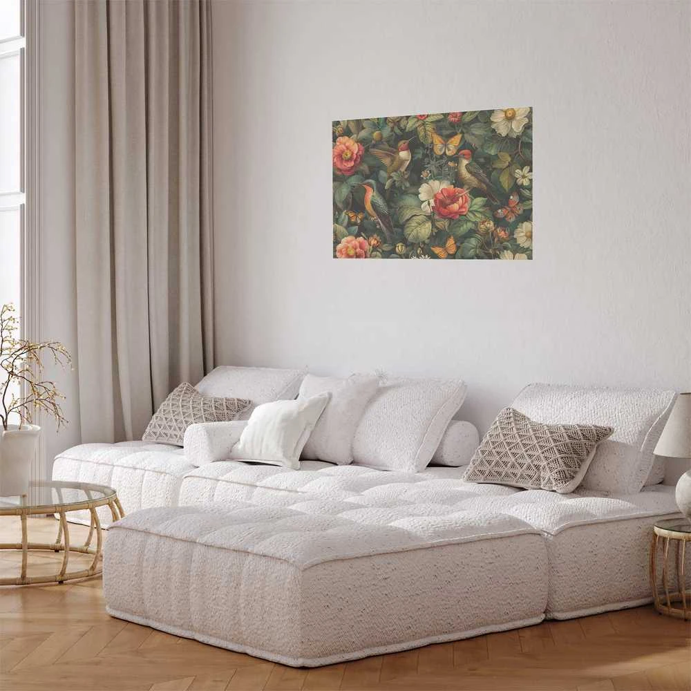 Artgeist Plakatas - Flowers, Birds, and Butterflies - vintage-style illustration