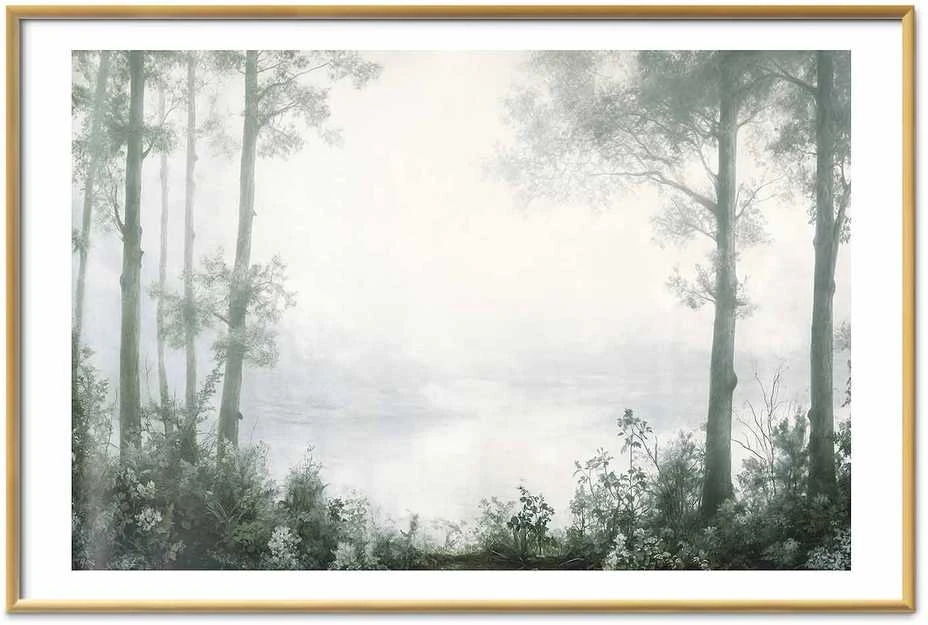Artgeist Plakatas - Forest and Pond in Patinated Žalias