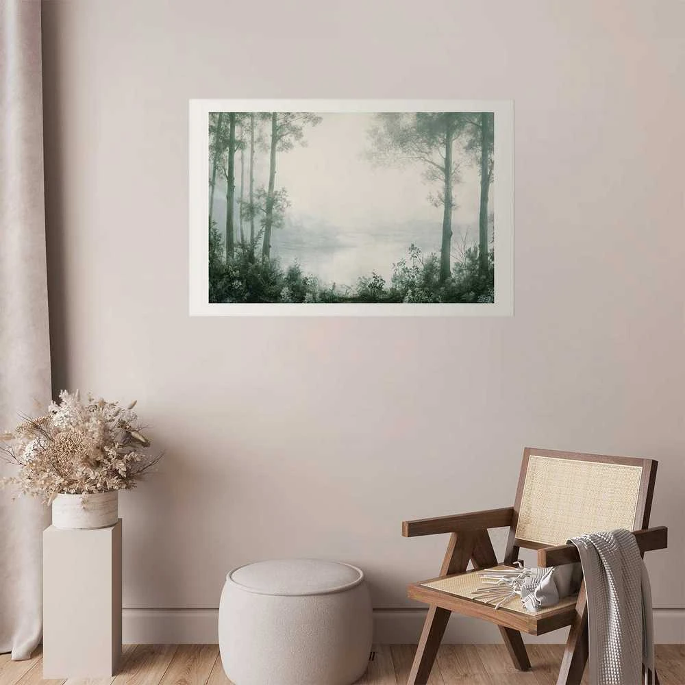 Artgeist Plakatas - Forest and Pond in Patinated Žalias