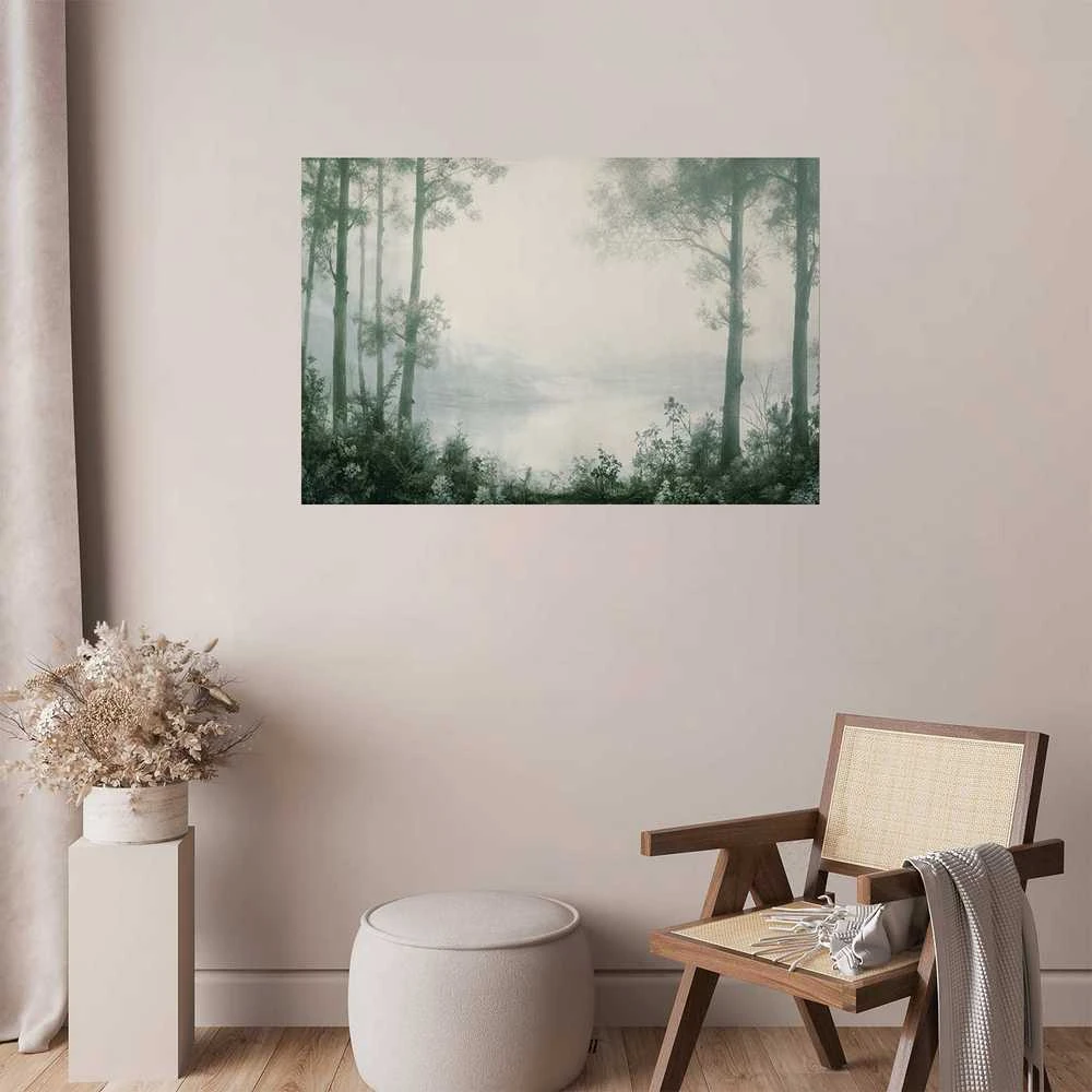 Artgeist Plakatas - Forest and Pond in Patinated Žalias