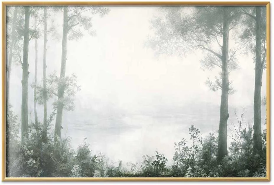 Artgeist Plakatas - Forest and Pond in Patinated Žalias